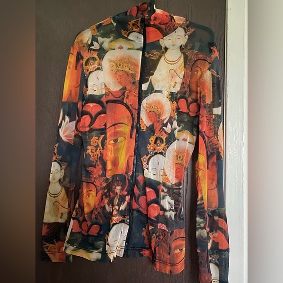 Vivienne Tam Jackets & Blazers - Vivienne Tam GoldenMesh Patchwork Buddha Zip Up Jacket